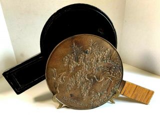 Antique Japanese Bronze Kagami Mirror - Late Edo To Meiji Period