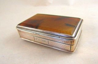 Antique Solid Silver Snuff Box - Nathaniel Mills Hallmarked: - Birmingham 1839