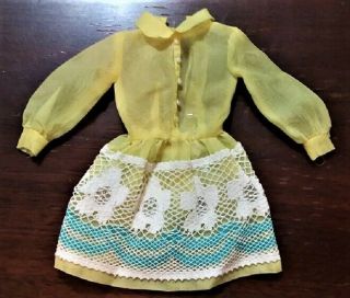 Vintage Barbie Shirt Dressy 1487 Yellow Organza Dress 1969 - 1970