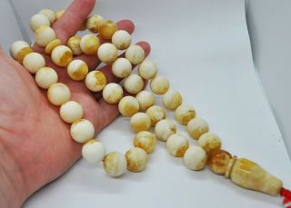 110.  5g.  15mm.  Extra Large Antique Baltic Amber Islamic 45 Prayer Beads Rosary