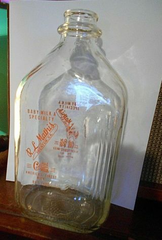 R.  L.  Mathis Dairy 1/2 Gallon Glass Vtg Milk Bottle Decatur Ga Baby Milk Specialty