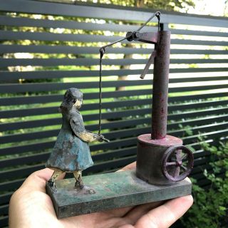 Wow Antique Rare Steam Engine Accessory Tin Toy Girl Pump Germany Gunthermann?