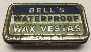 Bell’s Waterproof Wax Vestas Tin Match Box Striker Bottom