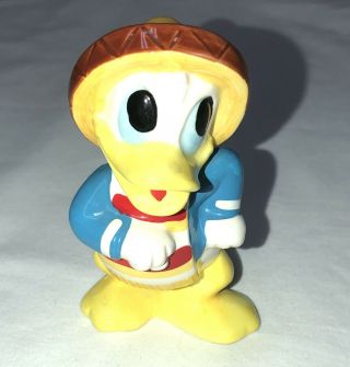Vintage Disney 3 1/2 " Porcelain Donald Duck In Sombrero Hat Figurine Japan Made