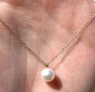 Estate Vintage 14k Solid Yellow Gold Girls Women Freshwater 6mm Pearl Necklace