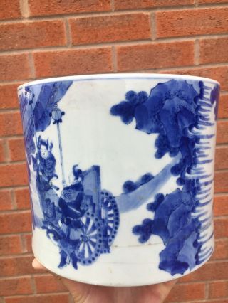 Fine 19th Century Antique Chinese Blue And White Porcelain Brush Pot Kangxi 3