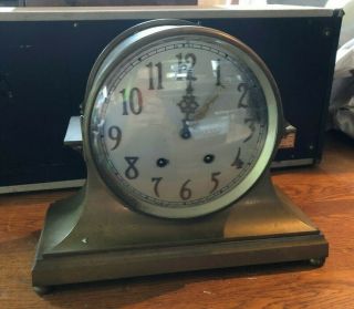 Antique Seth Thomas Brass & Copper Ships Clock Style Mantle Clock 6” Dial Rare