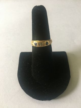 18k Solid Gold Antique Sapphires Diamond Ring Size 6.  5