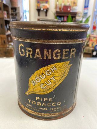 Antique Vintage Granger Rough Cut Pipe Tobacco Advertising Can / Tin 6 " Tall