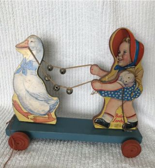 Vintage 1940’s - Baby Sandy Pull Toy - Gong Bell Co