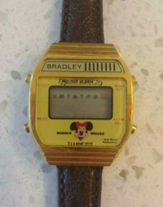 Vintage Disney Productions Minnie Mouse Bradley Quartz Lcd Girl 