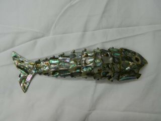 Vintage 1950s - 1960s Era Articulated Fish Abalone Bottle Opener 8 "