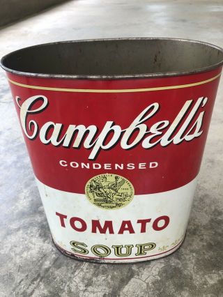 Vintage 1970s Cheinco Campbell ' s Tomato Soup Metal Trash Can 13 