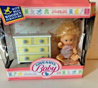 4589 Vintage Hasbro Love A Bye Baby Doll With Wood Dresser Nrfb