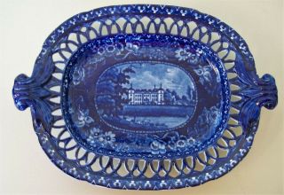 Antique Scarce R.  Hall’s Crome Court Worcester England Flow Blue Pottery Plate