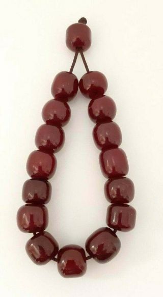 Antique Faturan Cherry Amber Bakelite Beads Damrari/veins 41.  5 Grams.