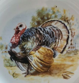 Homer Laughlin Dinner Plate.  WARRANTED 22KGOLD Thanksgiving Turkey.  Vintage.  GUC 2