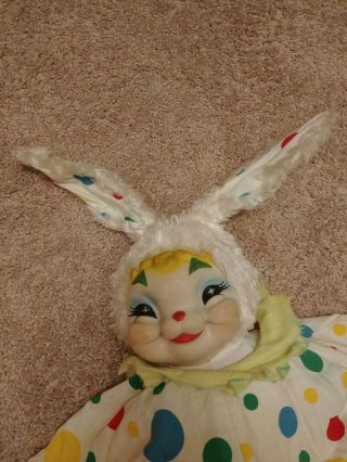 Vintage Rare Rubber Faced Plush Toy Rushton Clown Bunny rabbit Stuffed Animal 2