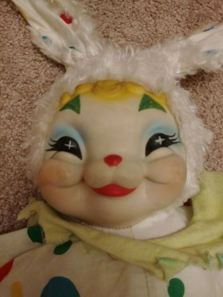Vintage Rare Rubber Faced Plush Toy Rushton Clown Bunny rabbit Stuffed Animal 3