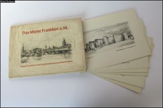 1930s Vintage German Richard Enders 12 B&w Litho View Cards In Album Frankfurt