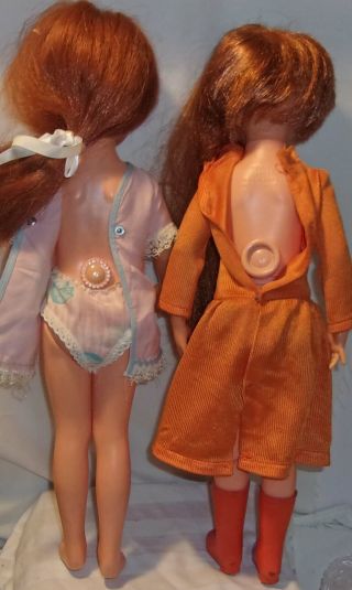2 VINTAGE IDEAL CRISSY DOLLS WITH GROWING HAIR - OARNGE & PINK DRESS 3