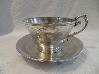 Gorgeous 1900 French Sterling Guilloche Silver Chocolate Cup Louis Xvi St