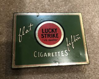 Vintage Lucky Strike " Flat Fifties " Cigarette Tin