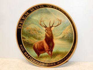Antique Deer Run Whiskey Serving Tray Aug.  Baetzholds Buffalo Ny
