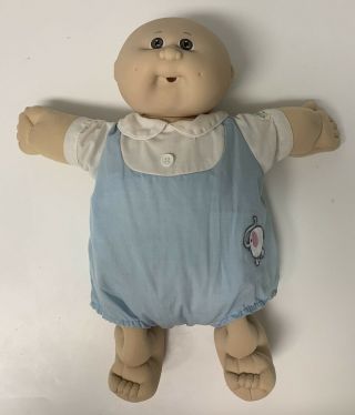 Vtg 1980s Cabbage Patch Kids Preemie Boy Doll Dimples Bald Brown Eyes Cpk Coleco