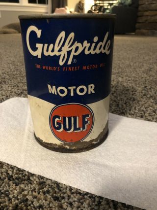 Vintage Gulfpride Gulf Motor Oil Not Gas Quart Can