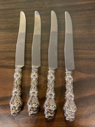 Set Of 4 Gorham Whiting Lily Sterling Silver Dinner Knife - 9 1/4 " No Monograms