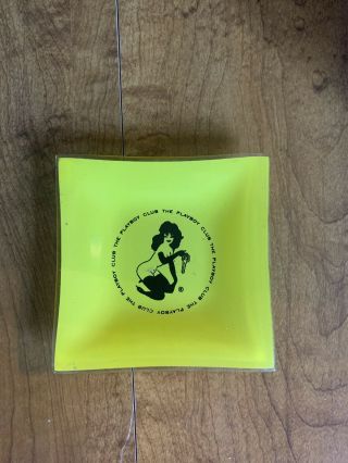 Vintage 1960s Rare Yellow Glass Playboy Club Ashtray