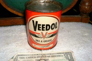 Vintage Veedol Oils & Greases Lubricant 1 Lb Grease Oil Can