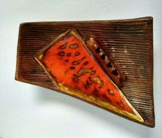 Vintage Cal 110 Usa Brown Orange Ceramic Ashtray Dish Retro 60 