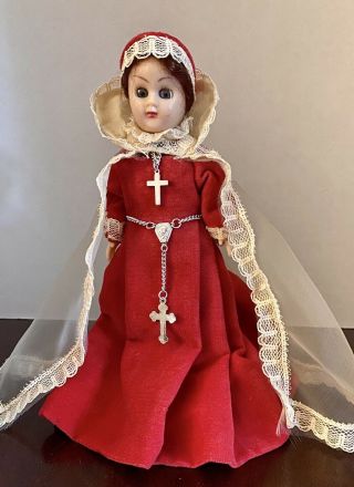 Vintage Sleepy Eye Catholic Religious Pope Saint 8” Doll With Red Robe