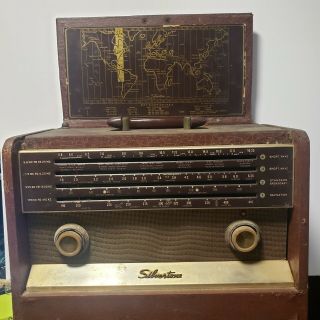 Antique Vintage 1955 Silvertone Tube Radio By Sears 4 Bands Model5227