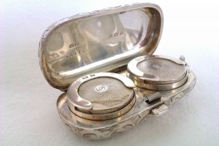 Rare & Solid Silver Double Sovereign Case Aaron Lufkin Dennison 1912