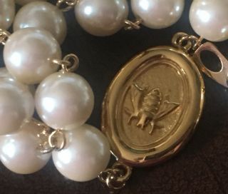 Joan Rivers Long Champagne Faux Pearls Gold Bee Station Strand Necklace 55” 3