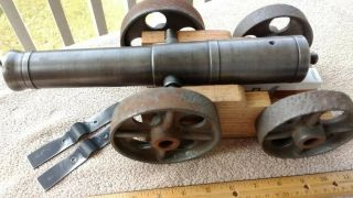 Black Powder Signal Cannon Barrel With Trunnion Caps & Antique Iron Wheels