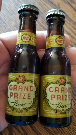 Vintage Grand Prize Beer Bottle Salt And Pepper Shakers Houston,  Texas