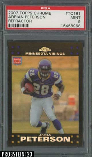 2007 Topps Chrome Refractor Adrian Peterson Vikings Rc Rookie Psa 9