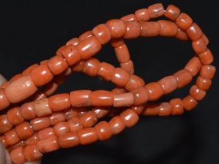 Antique Natural Undyed Red Coral Necklace Salmon Mediterranean Tibetan