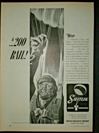 1943 Paratrooper Wwii Switlik Parachute Co Vintage Trade Print Ad