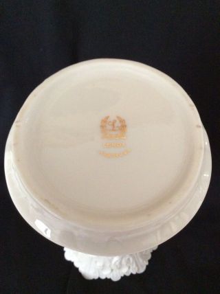 Antique Vintage Lenox Porcelain Detailed White Ivory Vase with Scalloped Top 2