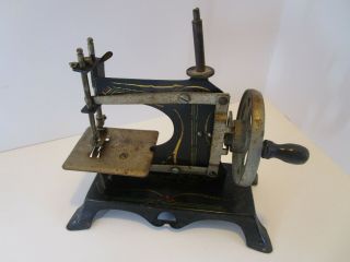 Vintage Antique Hand Crank Toy Sewing Machine Germany Scrolling