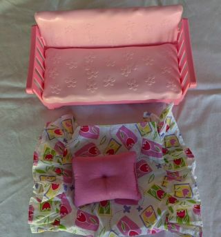 Vintage Barbie Folding Sofa Couch Futon Bed W/ Bedspread & Pillow