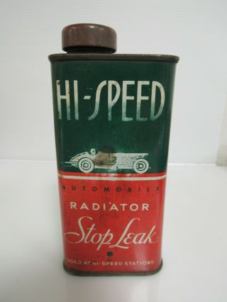 Rare Antique Hi - Speed Stop Leak Oil Can Car Graphics Sb023