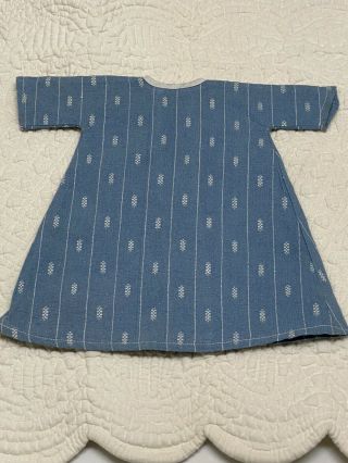 Small Vintage Or Antique Doll Dress Blue Homespun Cotton Fabric
