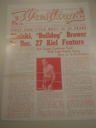 Wwwf Vintage Funk Kiniski Nwa 1968 Wrestling Program Crusher Bruiser Brower Ox