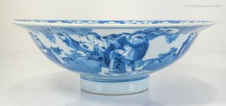 Antique Chinese 19th Century Underglaze Blue And White Scholar Bowl Prunus